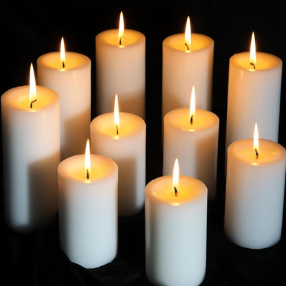 Unscented Ivory Pillar Candles Set of 6-2.8x4 inch - Dripless and Smokeless Large Pillar Candles, 50-Hours Long Burning Time Paraffin Candle for Dinner Table, Christmas and Home Decor