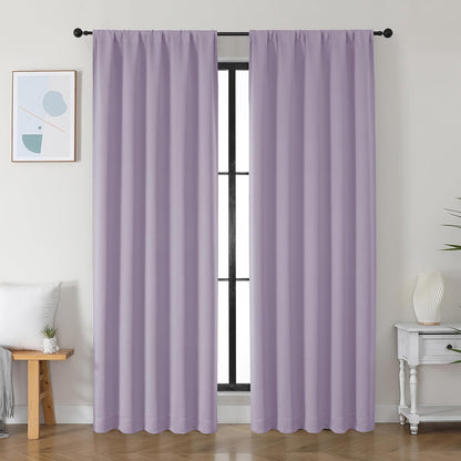 Simplebrand Ava Sage Green Blackout Curtains for Bedroom 63 Inch Length 2 Panels Set, Solid Thermal Insulated Energy Saving Rod Pocket Window Treatment Curtains Blackout Drapes, W40 x L63 Inch, Sage - Colors A