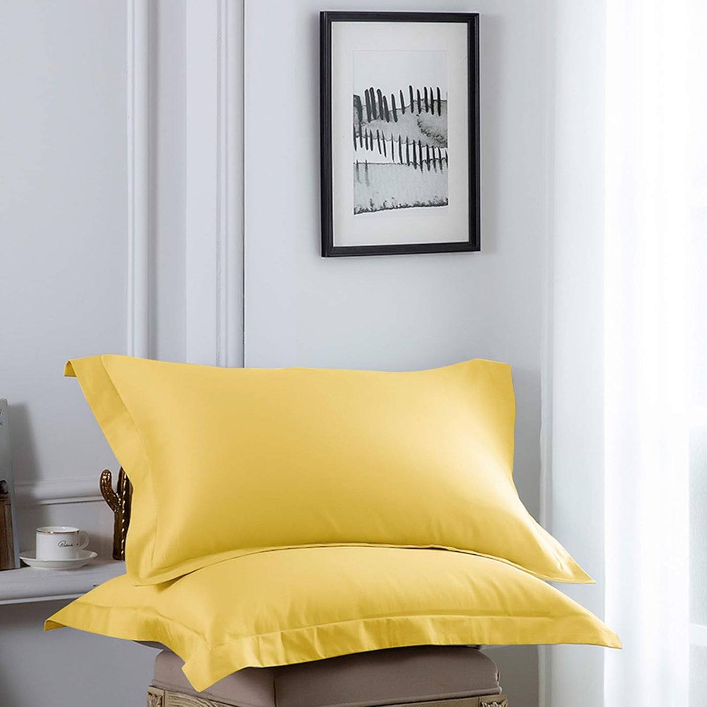 NTBAY Cotton 26x26 Euro Sham Covers - 500 Thread Count Egyptian Cotton Euro Pillow Covers, 2 Pack Super Soft and Breathable 26x26 Pillow Covers, Square Pillow Cases, White