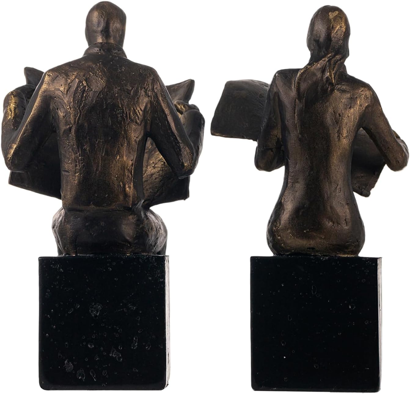 Lukitas Thinker Decorative Bookends, Non-Slip Book Holder, Book Ends for Shelves Living Room Office Home Decor, Resin, 1Pair/2Piece 9''