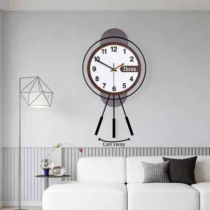 Wall Clock with Pendulum,Silent Quality Quartz Battery Operated,Modern Large Wall Clocks for Living Room Kitchen Home Bathroom Bedroom Wall Decor,16.2x26Inch(Black)