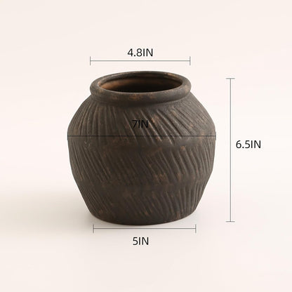Rustic Vases for Home Decor. Ceramic Vase for Dining Table Decor. Terracotta Decorative Vase 6.1IN. ZSHLXM