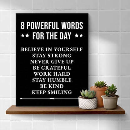 Inspirational Farmhouse Canvas Print Wall Art Decor One Small Positive Thought in the Morning Can Change Your Whole Day Sign Painting Plaque Rustic Home Decoration (8 X 8 Inches, Framed)