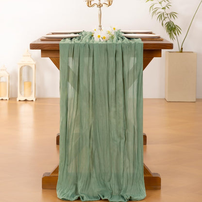 Socomi 3pcs Sage Green Cheesecloth Table Runner Summer Boho Rustic Gauze 120 inch 10FT Cheese Cloth Sheer Runner for Wedding Party Baby Shower Home Decor Holiday Decorations