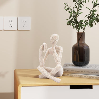 Jinkoozz Reading Women Statue, Thinker Sculptures, Abstract Art Ornament, Modern Aesthetic Figurine Decoration, Suitable for Home Living Room Bedroom Office Shelf Table Desk Bookshelf Decor