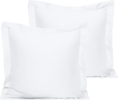 NTBAY Cotton 26x26 Euro Sham Covers - 500 Thread Count Egyptian Cotton Euro Pillow Covers, 2 Pack Super Soft and Breathable 26x26 Pillow Covers, Square Pillow Cases, White