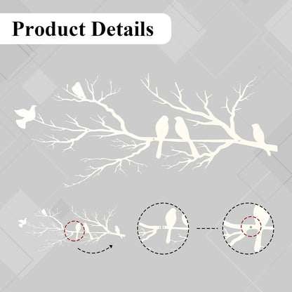 Metal Birds Wall Art, Metal Vivid Birds on Branch Silhouette Wall Decor Black Leaves with Bird Outdoor Hanging Wall Sculpture for Home Balcony Garden(Large)