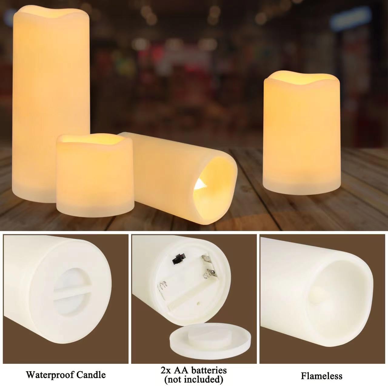 Enpornk Set of 24 Flameless Led Battery Opeated (D2.2'' x H4''5''6'') Waterproof Outdoor Indoor Candles with 10-Key Remotes and Cycling 24 Hours Timer