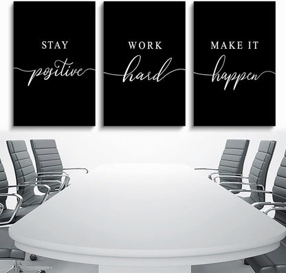 Inspirational Canvas Painting Wall Art -EPHANY ART,Mindset Quotes Prints, Success Framed Entrepreneur Poster Positive Quotes Wall Poster for Home Office Workplace (M-3pcs,12x16inchx3pcs)
