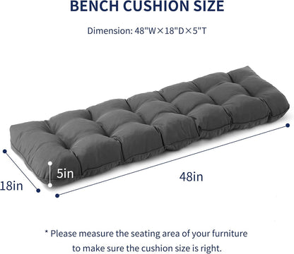 IPYNBAP Outdoor Bench Cushion, 48x18x5 Inch, Waterproof Bench Cushion for Outdoor/Indoor Furniture, Tufted Patio Bench Seat Cushion, Fade Resistant Outdoor Cushions for Porch Swing Couch, Navy Blue