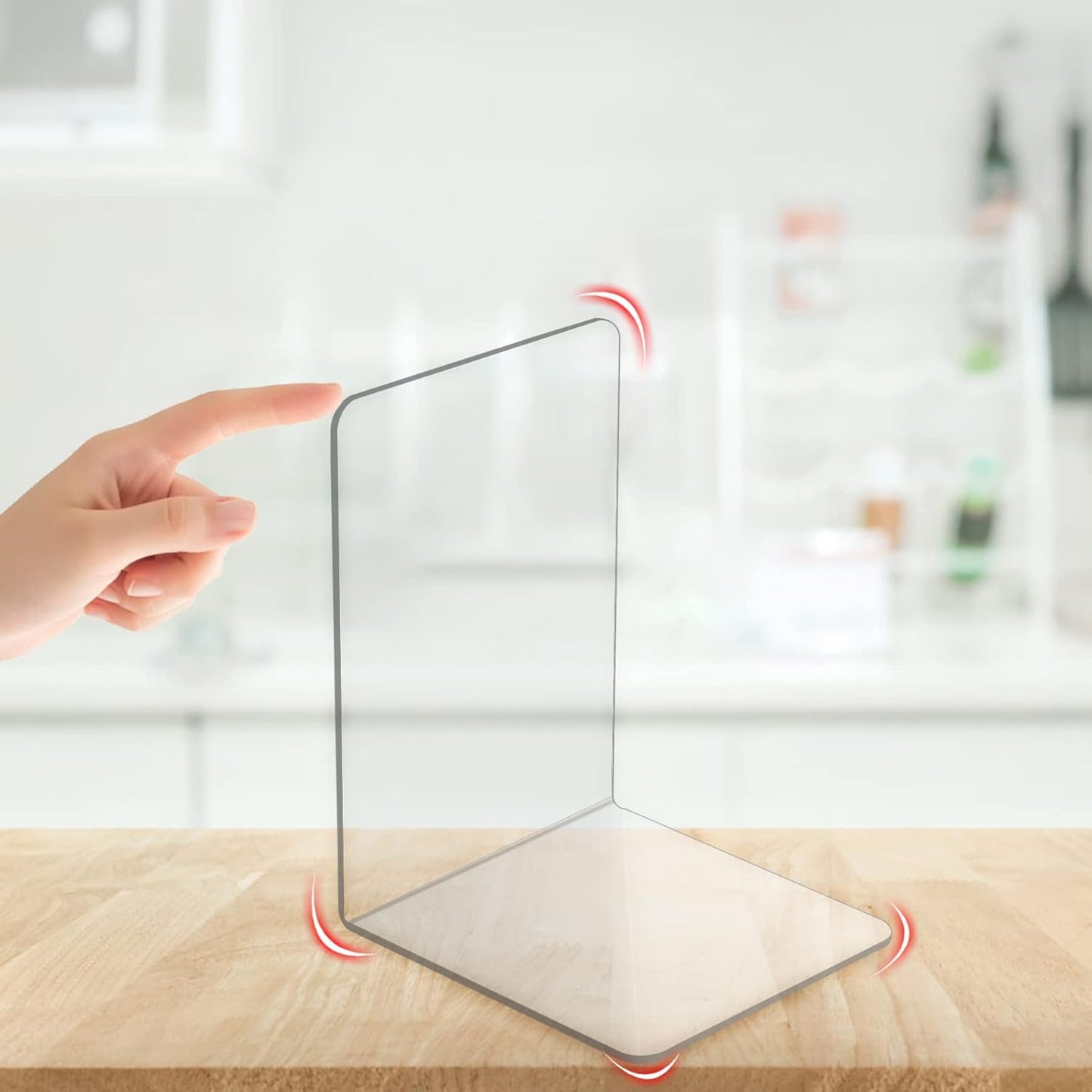 Lulonpon 4 Pieces Book Ends, Bookends, Books End for Shelves, Books End for Heavy Books, Clear Bookends, Acrylic Book Ends for School, Library,Desktop Organizer and Book Shelves
