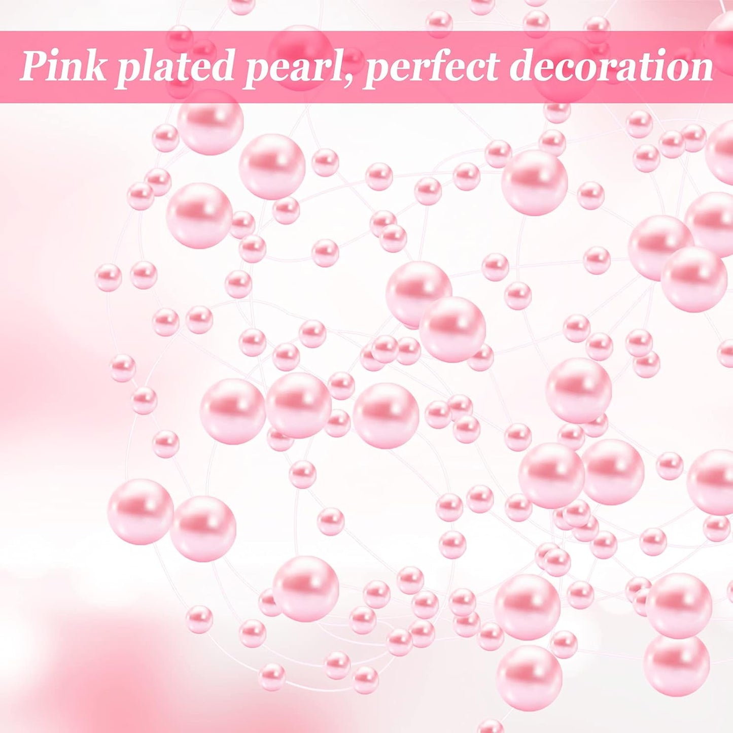 Tondiamo 24 Pcs Artificial Pearl String for Floating Candle Faux Pearls Beads String Garland Centerpiece Decoration for Vases Filler Wedding Spring Holiday Party Decor(Gold)