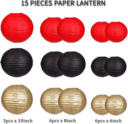 Paper Lanterns Decorative, Round Hanging Paper Lanterns Decorations for Rustic Party Bridal Shower Wedding Sage Green Birthday Party Supplies Gold/Ivory/Sage Green 15pcs
