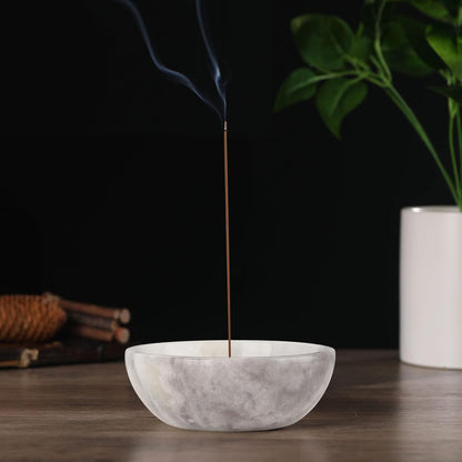 Koville Italian Travertine Incense Holder, 6" Incense Holders for Sticks, Sturdy Incense Burner Ash Catcher, Ideal for Meditation, Relaxing, Easy to Clean
