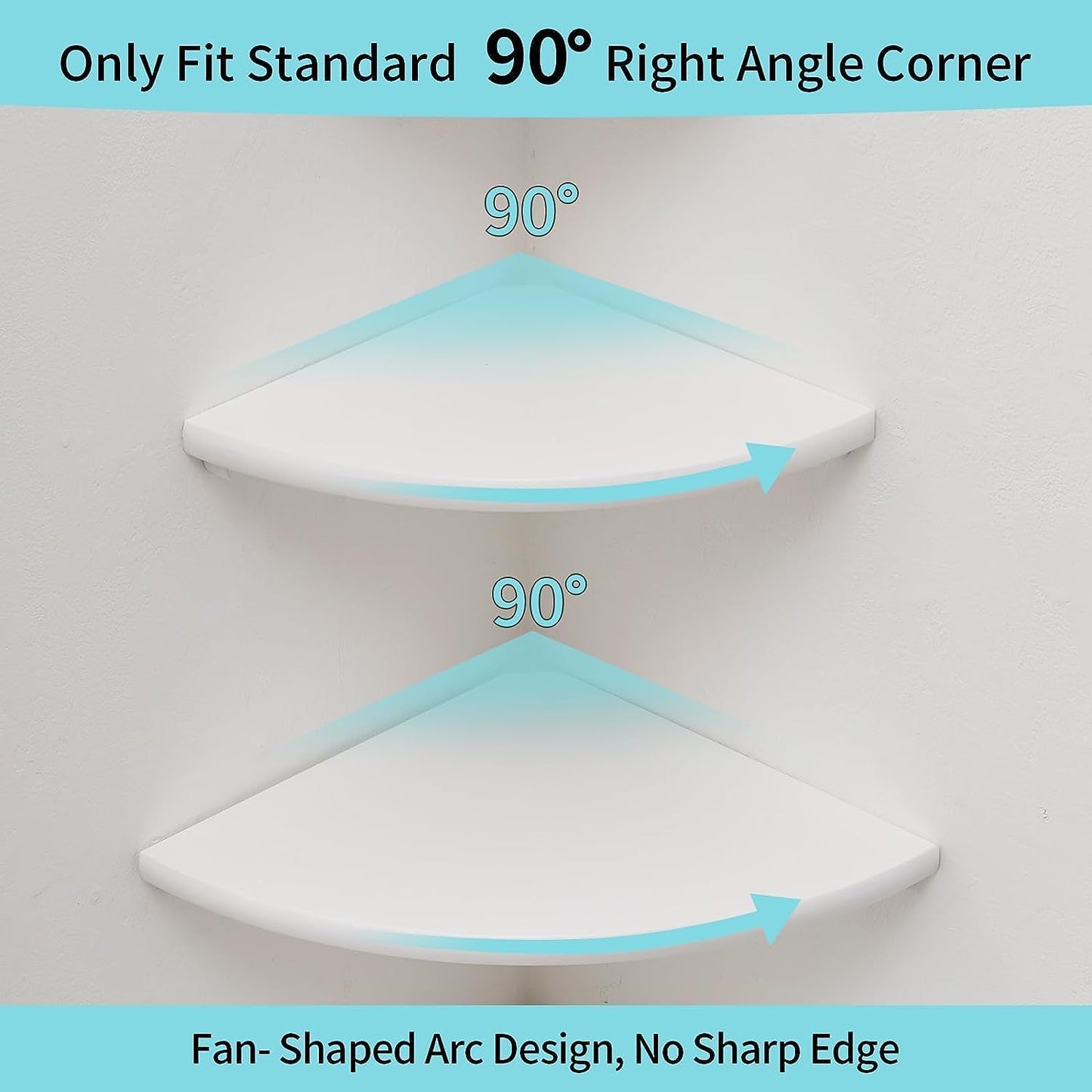 Corner Shelves, Floating Corner Shelf, Set of 2 7inch Solid Oak Wood Wall Shelves, Round End Wall Mount with Wire Hole Shelving for Small Plant for Bedroom Kitchen, Living Room