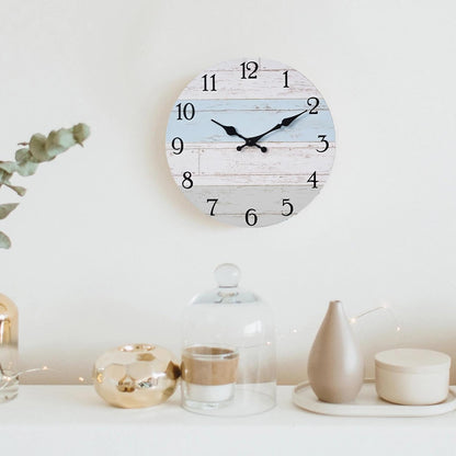 KECYET Wall Clock Battery Operated 8 Inch Silent Non Ticking Coastal Design Country Rustic Retro Decorative for Bathroom Kitchen Living Room Bedroom