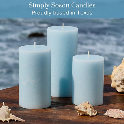 Simply Soson 3x6 inch Ivory Pillar Candles Set of 3, Rustic Texture, Unscented Ivory Candles, Dripless Candles, 3 inch Pillar Candles Ideal as Wedding, Parties, Spas, Dinner, Home Decoration, Church