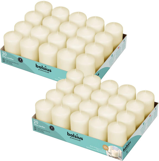 Bolsius Ivory Pillar Candles – 2x6 Unscented Candle Set of 20 – Dripless, Smokeless, and Clean Burning Household Dinner Candles – Perfect for Weddings, Parties, Dinners Decorative Candles
