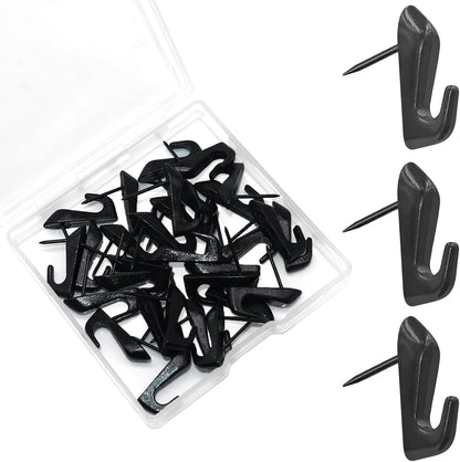 50 PCS Push Pins Picture Hangers Wall Hooks, Double Headed Thumb Tacks for Wall Hangings, Renter Friendly Decor Small Picture Frame Hangers for Drywall Cork Board Home Office Photo Decorations(Black)