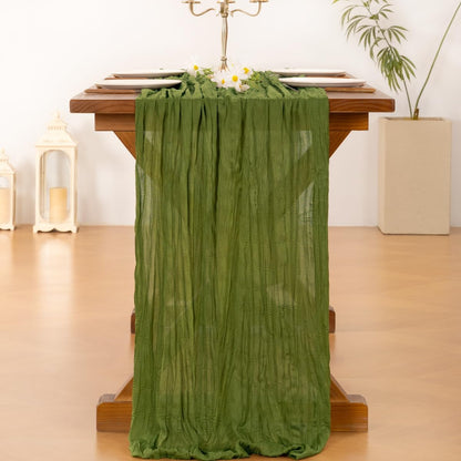 Socomi 3pcs Sage Green Cheesecloth Table Runner Summer Boho Rustic Gauze 120 inch 10FT Cheese Cloth Sheer Runner for Wedding Party Baby Shower Home Decor Holiday Decorations