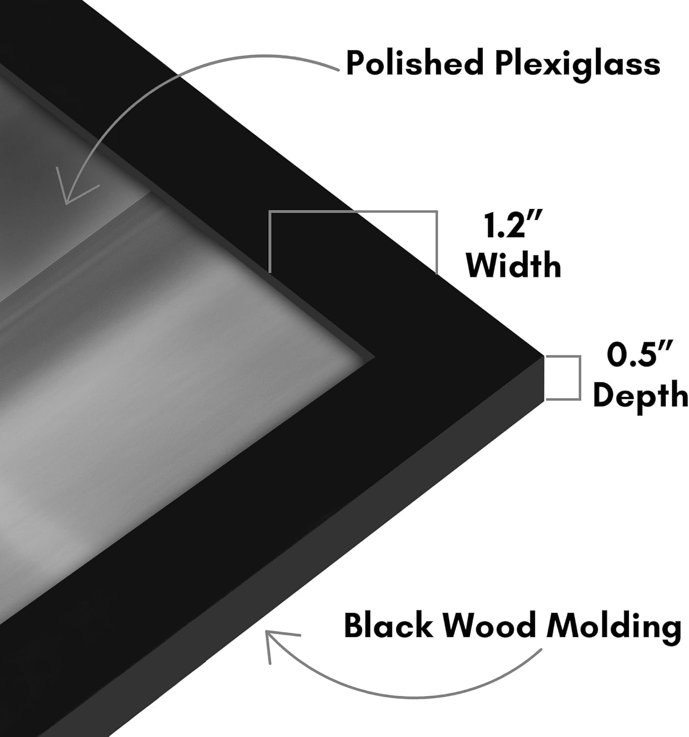 Americanflat 16x20 Picture Frame with Polished Plexiglass - Black Picture Frame - Wide Photo Frames Made of Engineered Wood for Vertical or Horizontal Wall Display - Epic Collection - Black - Colors C