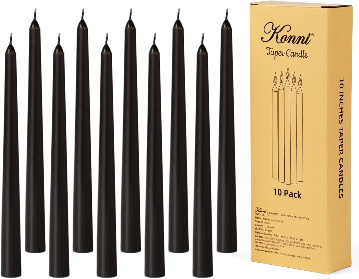 KONNI 0.87×10 Inch Ivory Taper Candles, Unscented and Smokeless Tall Candlesticks, 10 Pack Tapered Candles with Cotton Wicks, Long Burning, Ideal for Weddings, Dinner Parties, and Home Décor