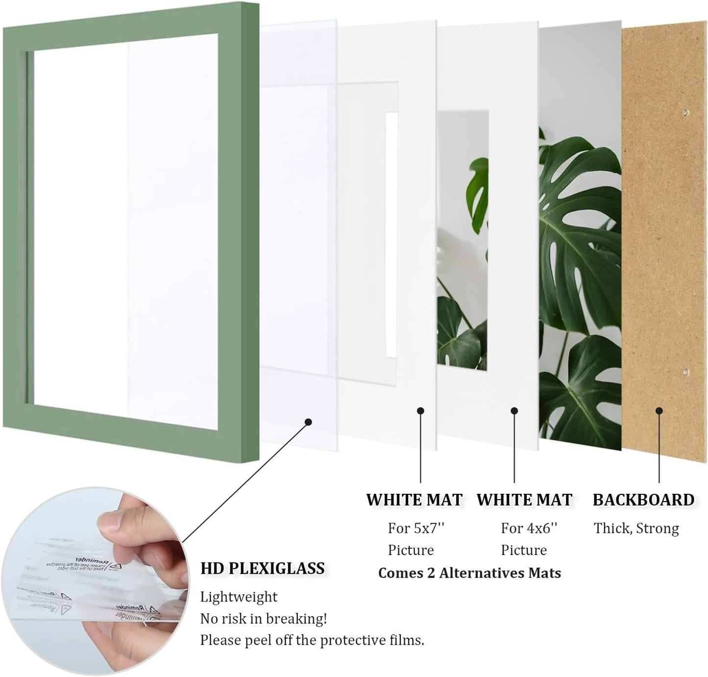 Egofine 12x16 Picture Frame Black, Covered by Plexiglass Made of Solid Wood, Display Pictures 9x12 and 11x14 with Mat or 12x16 Without Mat, for Wall Mounting Photo Frame - Colors A