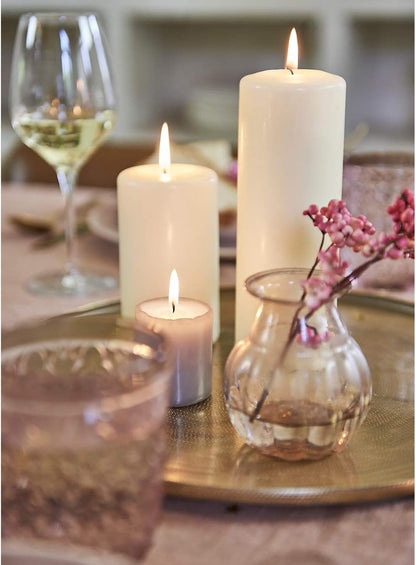 BOLSIUS 6 Ivory Pillar Candles Bulk - 3x4 Inches Candle Set - 40+ Hours Clean Burning - No Palm Oil - 0% Animal Fat - Premium European Quality - Unscented Dripless Restaurant Pillars