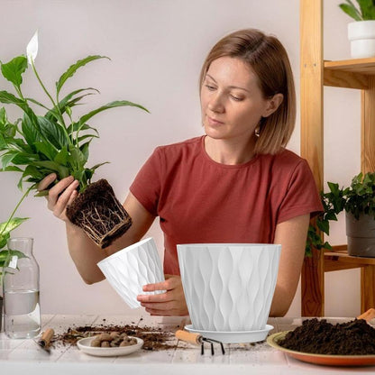 4 Inch Plant Pots, 6 Pack Indoor Flower Pots, Planters with Drainage Holes and Trays for Orchids, Violets, Succulents, Herbs, and Other Plants,Corolful