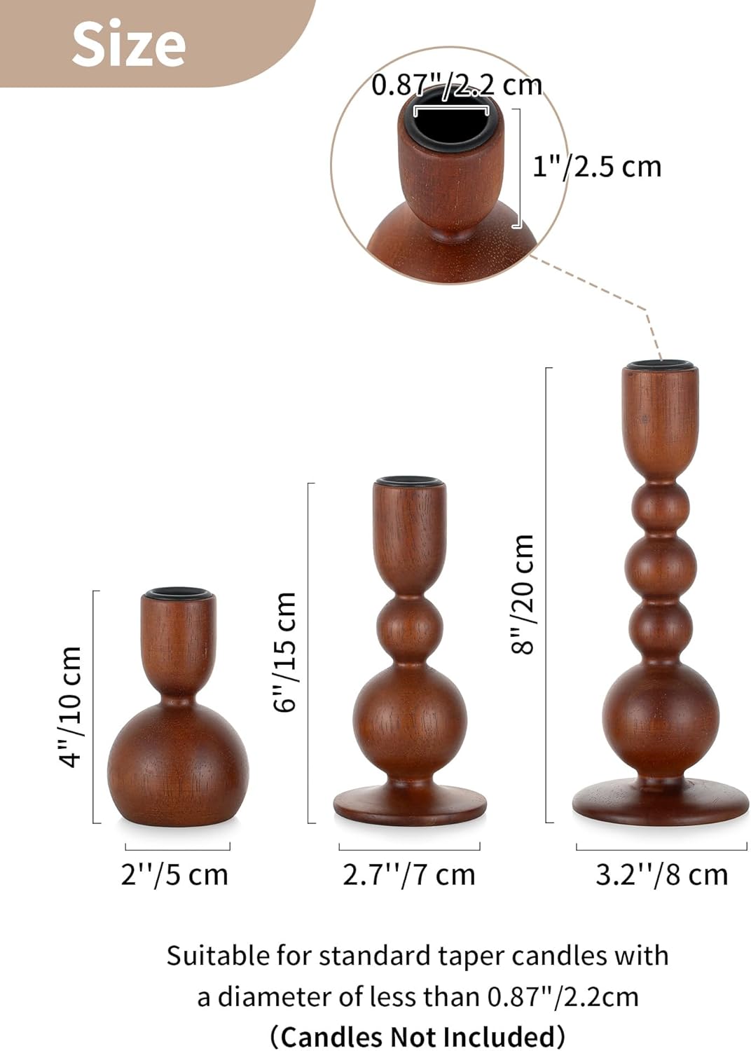 NUPTIO Candle Stick Holders Decor: Set of 3 Farmhouse Wooden Taper Candle Holders - Rustic Sage Green for Home Coffee Dinner Table