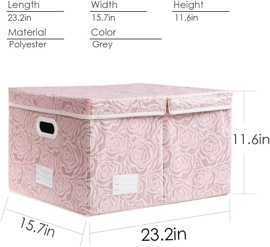 PRANDOM Larger Collapsible Storage Bin with Lid [1-Pack] Fabric Decorative Storage Box Cube Organizer Container Baskes with Handles Divider for Bedroom Closet Living Room Pink 17.7x11.8x11.8 Inch