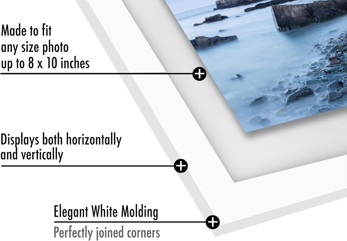 Americanflat 8x10 Floating Picture Frame with Polished Crystal-Clear Glass - Use as 5x7 Picture Frame or Display 4x6 Photo - Signature Float Collection - Photo Frames for Tabletop or Wall - Black