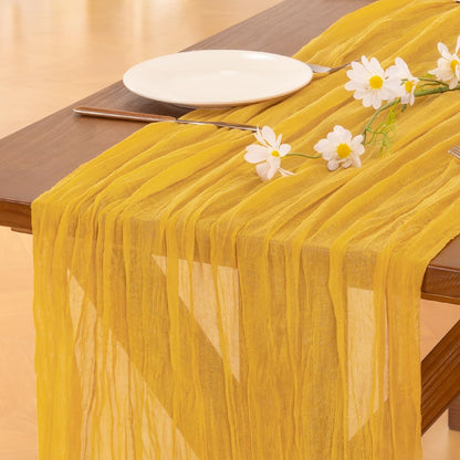 Socomi 3pcs Sage Green Cheesecloth Table Runner Summer Boho Rustic Gauze 120 inch 10FT Cheese Cloth Sheer Runner for Wedding Party Baby Shower Home Decor Holiday Decorations