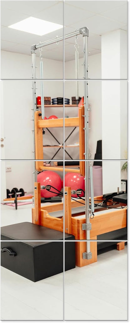 Ruomeng Home Gym Mirrors 12 Inch x 12Pcs Wall Mounted Mirror Glass Frameless Full Length Mirror Tiles for Home Gym, Bedroom, Door & Bathroom