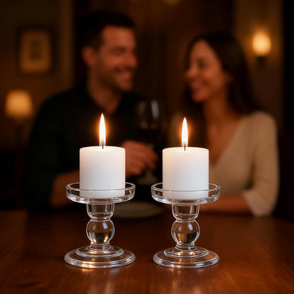 Glass Candle Holders for Pillar Candle, Unity Candle Holder Set of 3 for Wedding Ceremony Set, Candlestick Holder for Table or Home Decoration