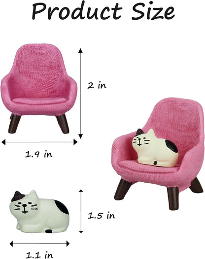 Mevodeata Cute Mini Frog Figurine with Small Sofa Resin Figure for Office Home Decor for Frog Lovers (Rocking Chair)