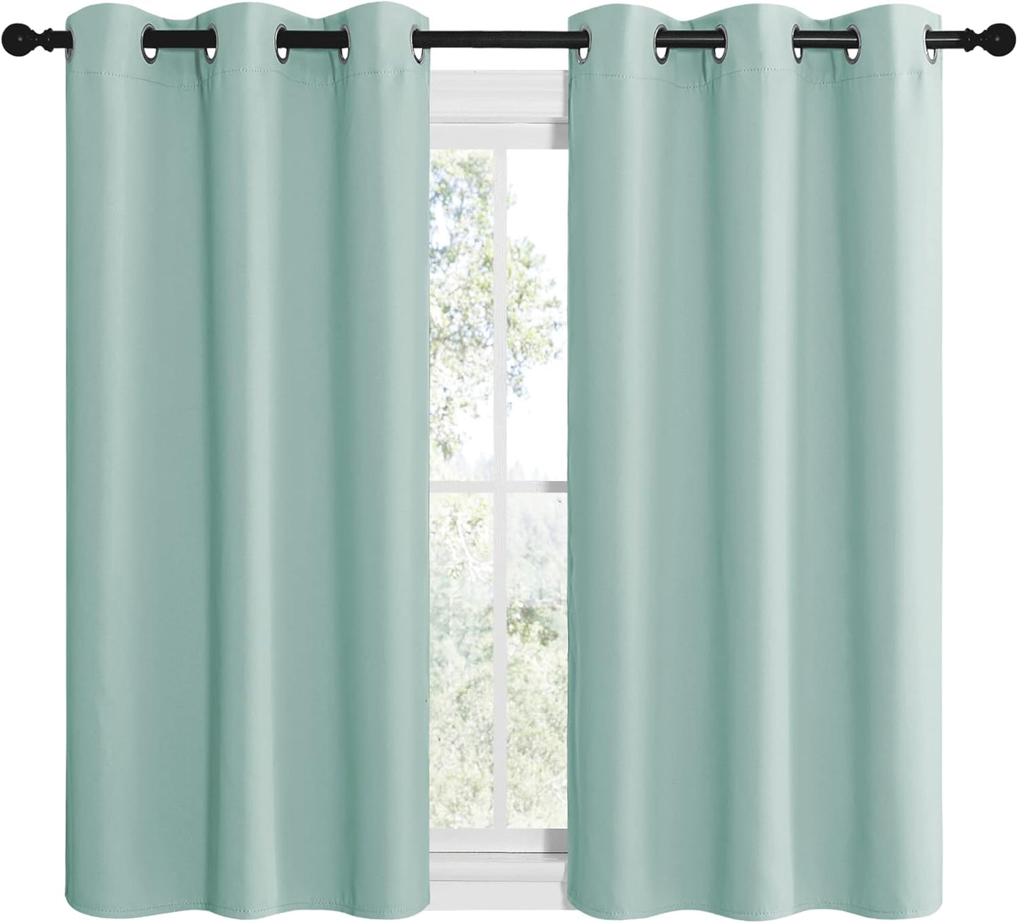 NICETOWN Halloween Pitch Black Solid Thermal Insulated Grommet Blackout Curtains/Drapes for Bedroom Window (2 Panels, 42 inches Wide by 63 inches Long, Black) - Colors A