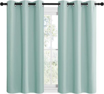 NICETOWN Halloween Pitch Black Solid Thermal Insulated Grommet Blackout Curtains/Drapes for Bedroom Window (2 Panels, 42 inches Wide by 63 inches Long, Black) - Colors A