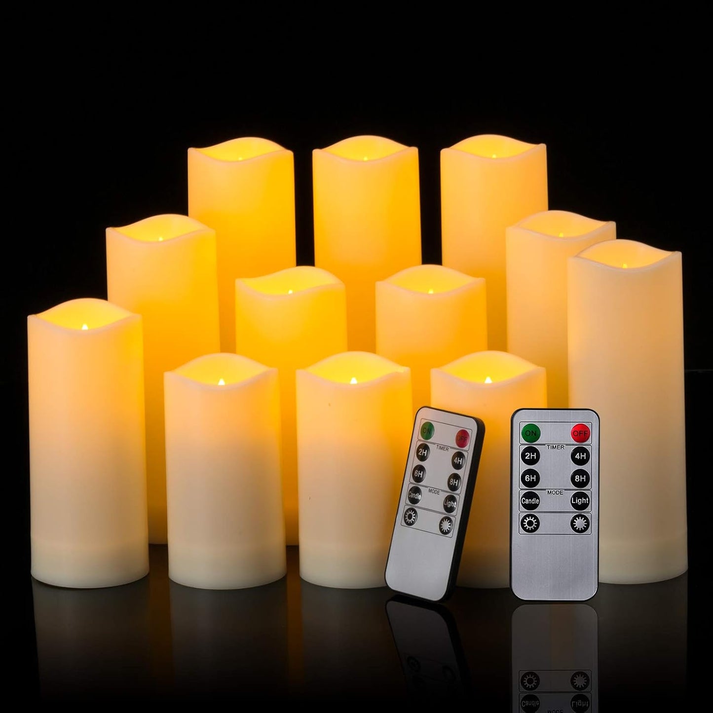 Enpornk Set of 24 Flameless Led Battery Opeated (D2.2'' x H4''5''6'') Waterproof Outdoor Indoor Candles with 10-Key Remotes and Cycling 24 Hours Timer