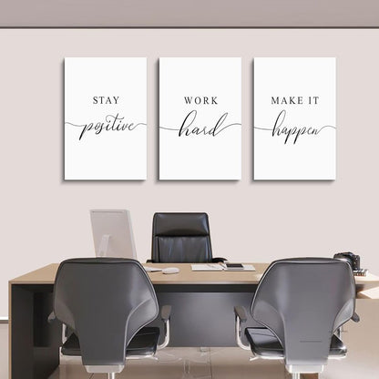 Inspirational Canvas Painting Wall Art -EPHANY ART,Mindset Quotes Prints, Success Framed Entrepreneur Poster Positive Quotes Wall Poster for Home Office Workplace (M-3pcs,12x16inchx3pcs)