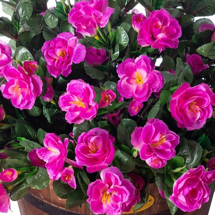 Ivydale Artificial Fake Flowers Plants for Outdoor Outside Spring Decor, Faux Silk Yellow Camellia UV Resistant Look Real for Planter Pot Porch Patio Balcony Garden Yard, 3 Large Bundles