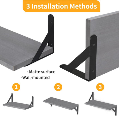 YGEOMER Floating Shelves for Wall, Different Sizes Dark Carbonized Brown Wall Shelves for Living Room, Bathroom, Bedroom, Kitchen, Home Decor (Set of 4)