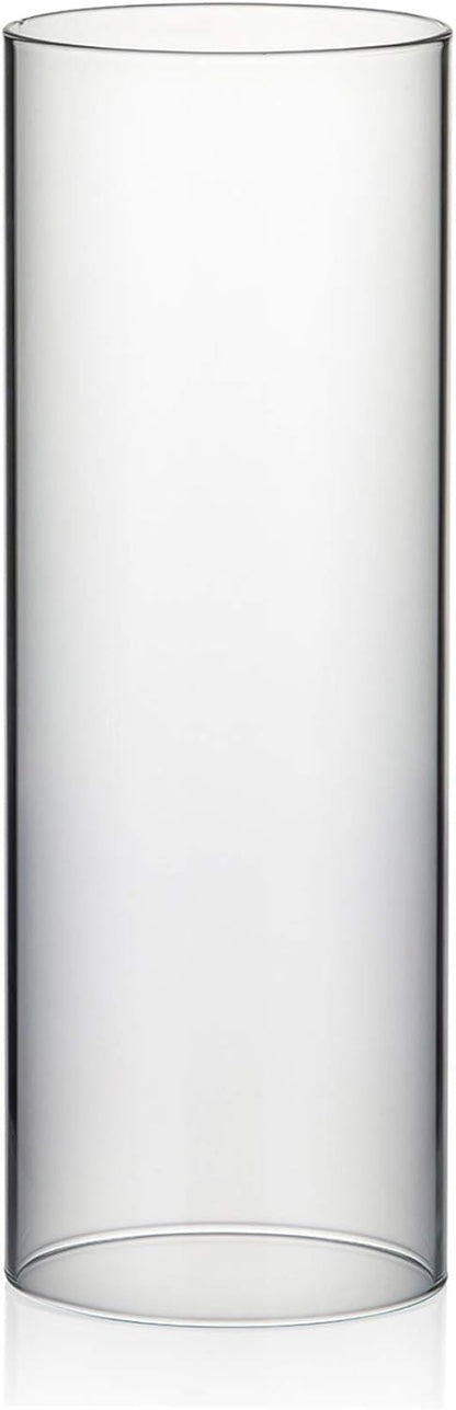 WGVI Hurricane Candle Holder Sleeve, Wide 4", Height 10", Clear Glass Cylinder Candleholder, Chimney Tube, Open Ended Candle Shade, 1 Piece - Colors A