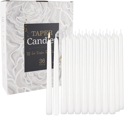 30-Pack 10-Color Taper Candles - 10 Inch Dripless & 10-Hour Burn｜Wedding/Birthday/Home Decor with Premium Wax