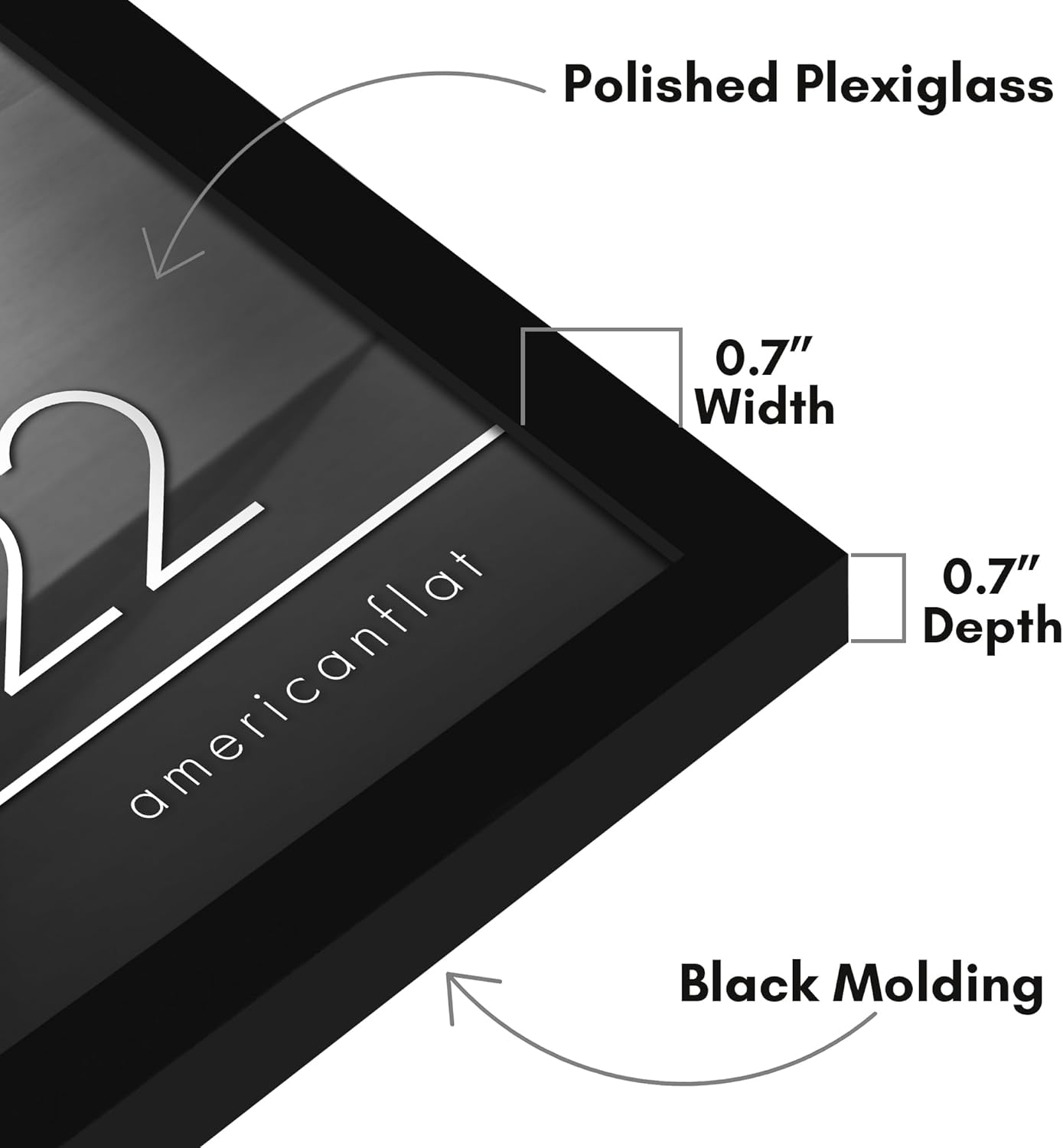 Americanflat 24x36 Poster Frame with Polished Plexiglass - Streamline Collection - Thin Border Picture Frame for Wall Display - Hanging Hardware Included - Black - Colors B