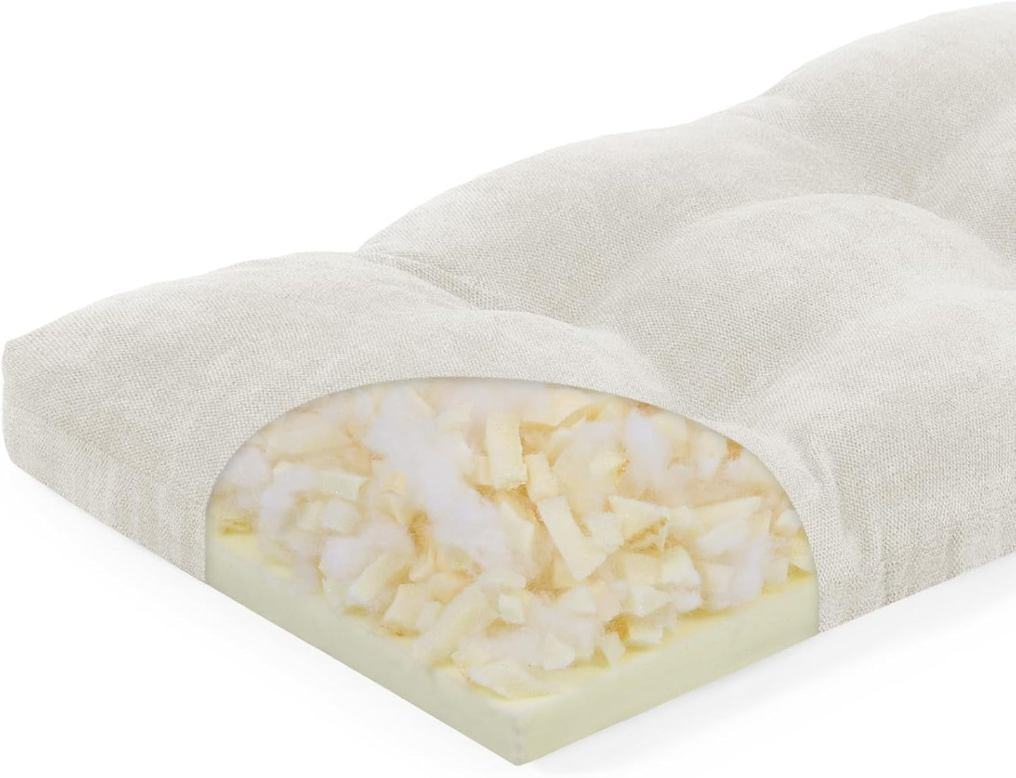 baibu 36 Inch Memory Foam Bench Cushion, Dual-Layer Patent Design Non-Slip Indoor Bench Cushion with Ties, 36x15x3Inch, Beige