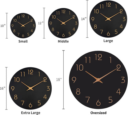 Mosewa Wall Clock 8 Inch Black Battery Operated Silent Non Ticking Simple Minimalist Rose Gold Numbers Decorative for Bedroom Living Room Kitchen Home Bathroom Office