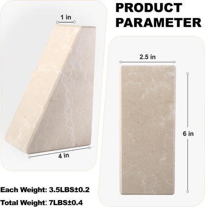 Karibiber Travertine Bookends for Heavy Books, Marble Decorative Bookends for Shelves, Heavy-Duty Stone Book Ends for Hardback Book & Cookbooks, Unique Book Stopper & Holder, Travertino Italy
