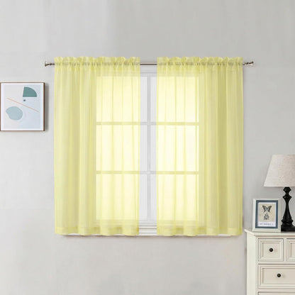 Chyhomenyc Sheer White Valances for Windows 2 Pack, Small Window Curtains for Living Room Bathroom Cafe Laundry Basement, Modern Top Dual Rod Pocket Voile Curtain, 42W x 14L inches, White - Colors A