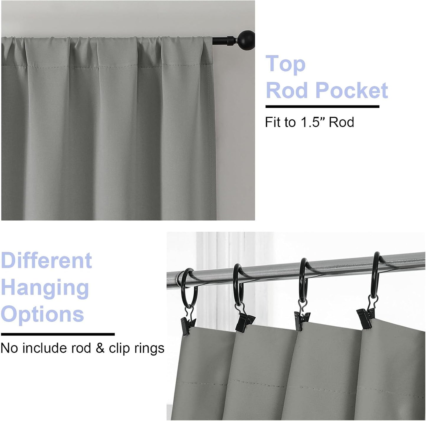 Simplebrand Ava Sage Green Blackout Curtains for Bedroom 63 Inch Length 2 Panels Set, Solid Thermal Insulated Energy Saving Rod Pocket Window Treatment Curtains Blackout Drapes, W40 x L63 Inch, Sage - Colors B